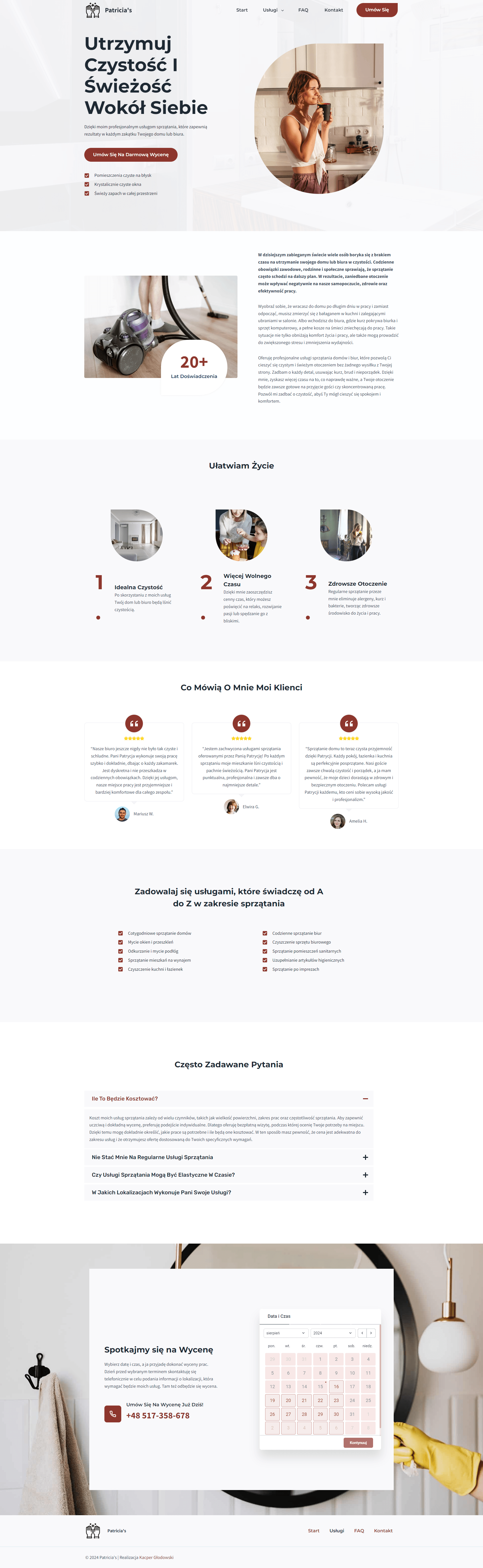 Patricia's - strona internetowa poświęcona usługom sprzątania
